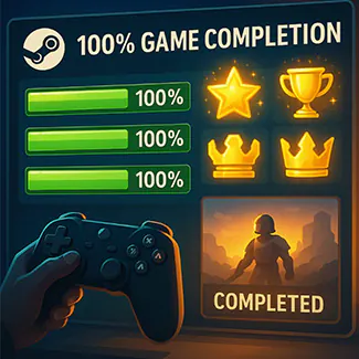 Steam achievement unlocking service for full game completion